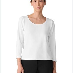 Eileen Fisher White organic cotton Scoop Neck Blouse